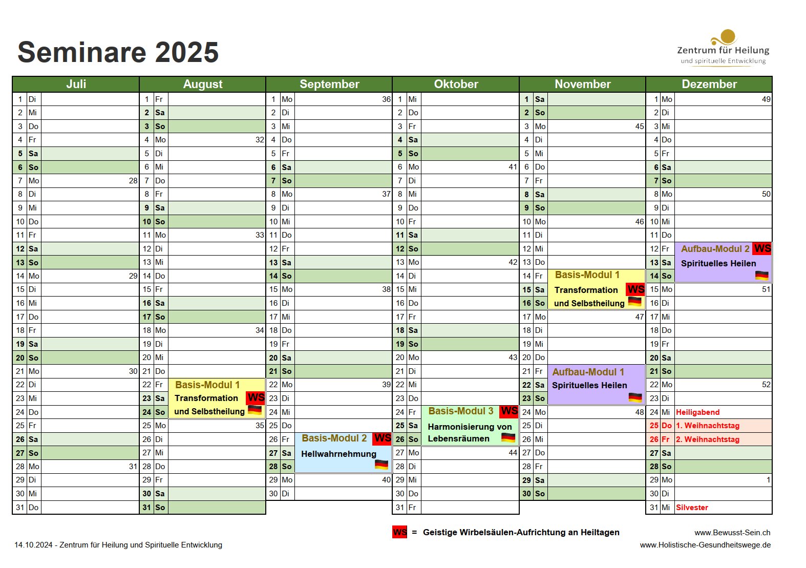 Seminar-Kalender 2025